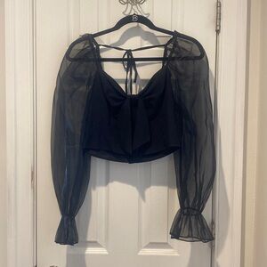 Topshop, sheer sleeve top